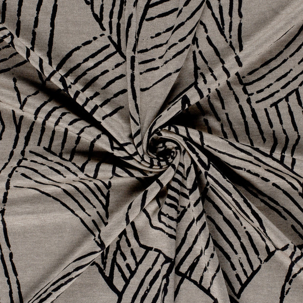 Poly Viscose Jersey fabric Beige discharge printed 