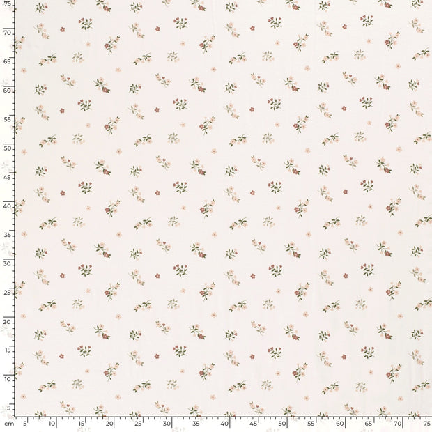 Jersey fabric Flowers Off White