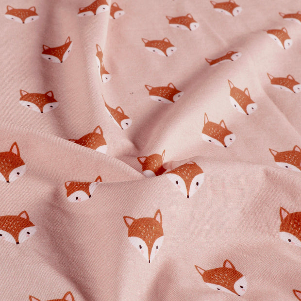 Jersey fabric Foxes Pink