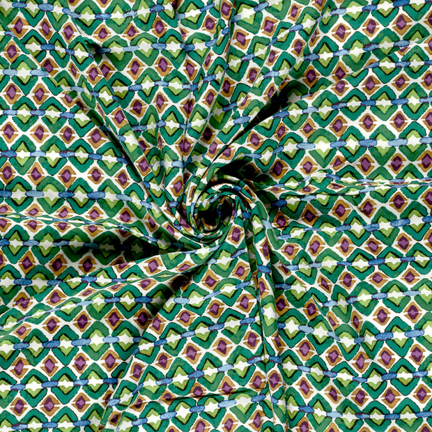 Viscose Poplin fabric Green printed 