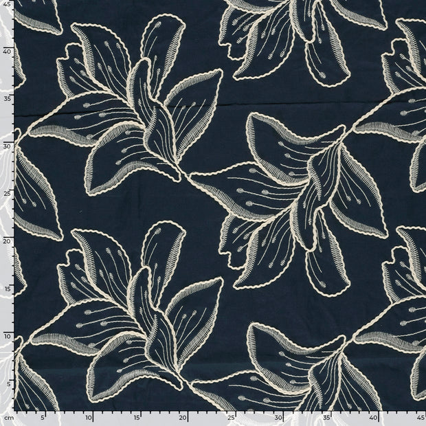 Voile fabrik Blumen Marine