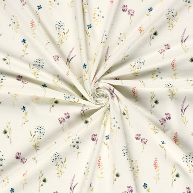 Cotton Jersey GOTS organic fabric Off White digital printed 