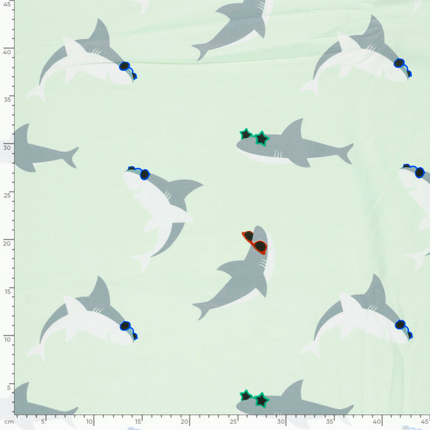 Jersey fabric Sharks Mint