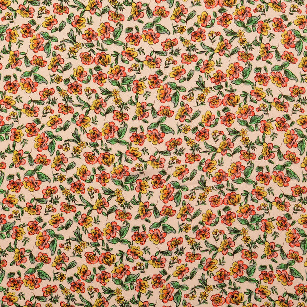 Viscose Twill stof Bloemen Nude