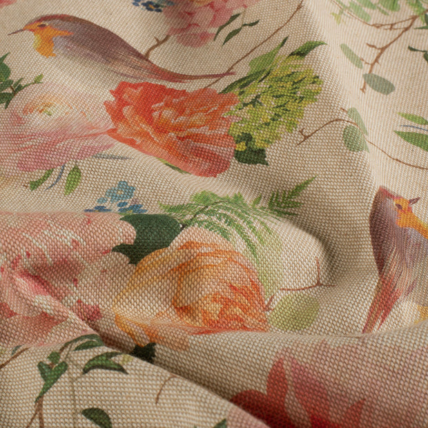Linen Look fabric Birds Light Pink