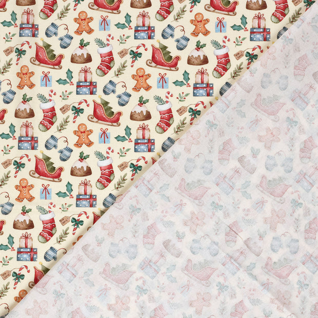 Cotton Poplin fabric Christmas digital printed 