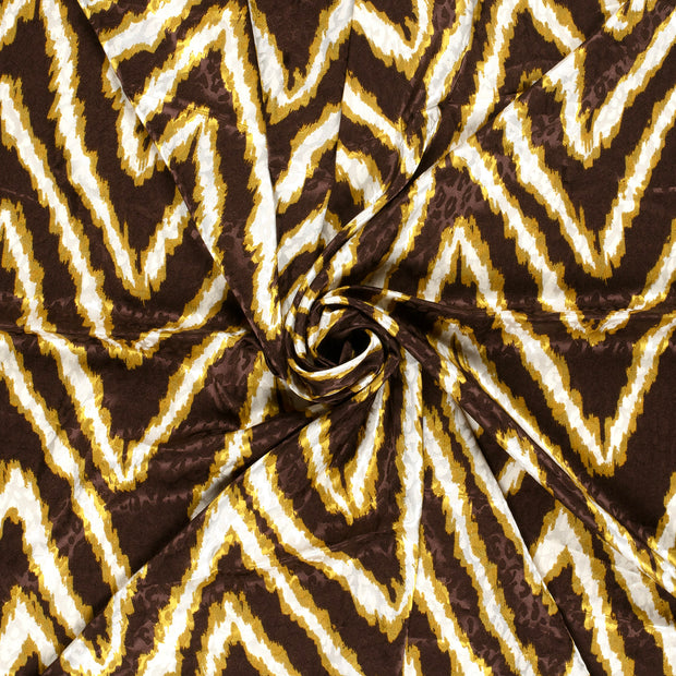 Satin Jacquard fabric Dark Brown printed 