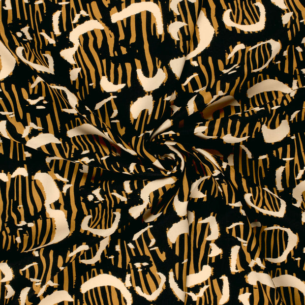 Viscose Poplin fabric Black printed 