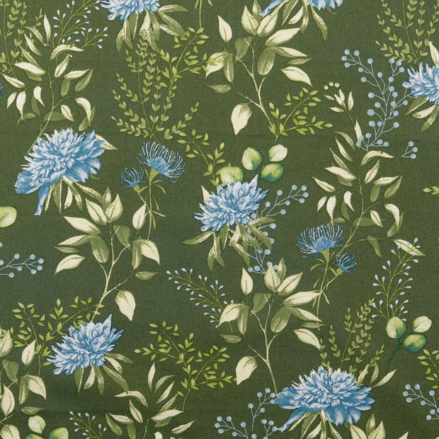 Cretona tela Flores Forest Green