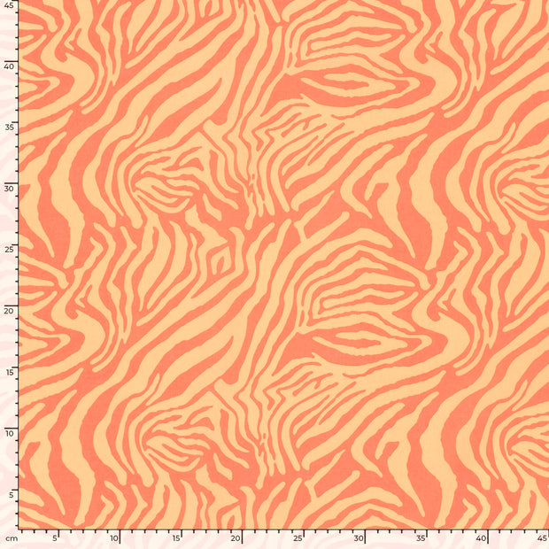 Cotton Satin fabric Stripes Salmon