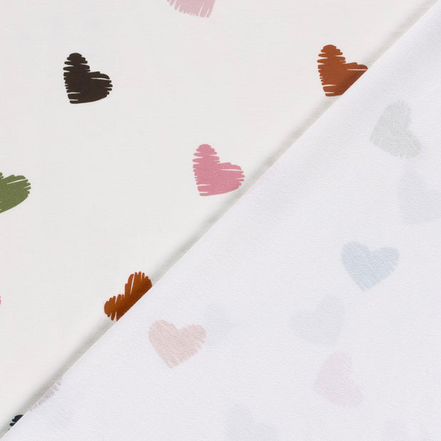 French Terry fabric Hearts digital printed 