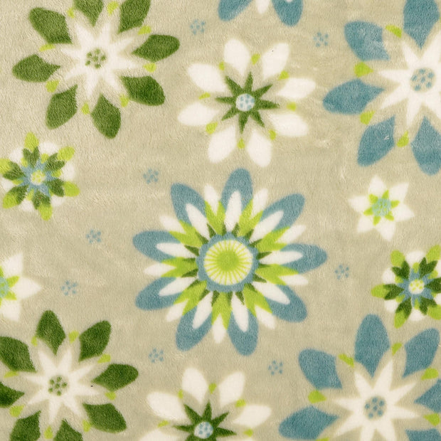 Fleece fabric Flowers Beige