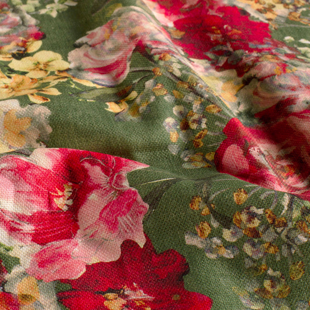 Panama tela Rosas Verde caqui