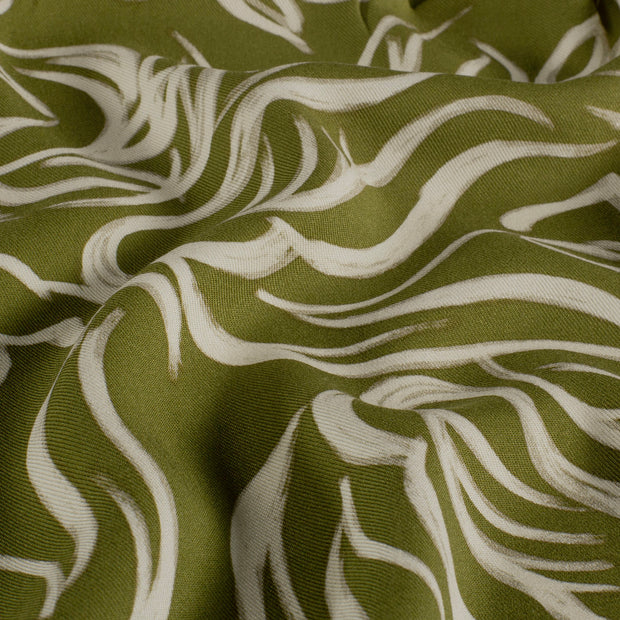Viscose Twill fabric Abstract Khaki Green