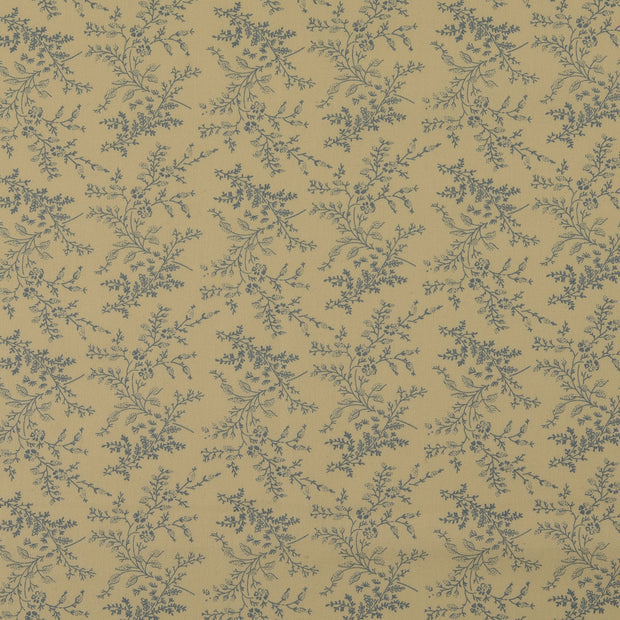 Cotton Poplin fabric Flowers Baby Blue