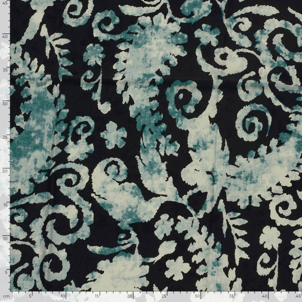 Viscose Twill fabric Abstract Turquoise