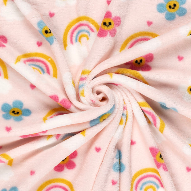 Coral Fleece fabric Pink printed 