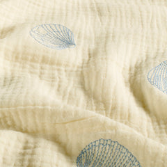 Muslin embroidered Shells Light Blue