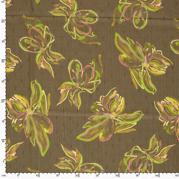Chiffon fabrik Glitter Khaki-Grün