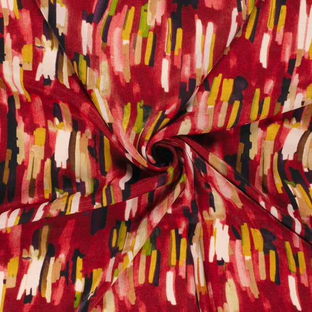 Satin Velvet fabric Dark Red printed 