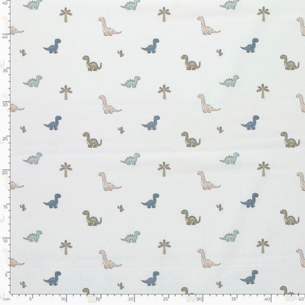 Jersey fabric Dinosaurs Off White