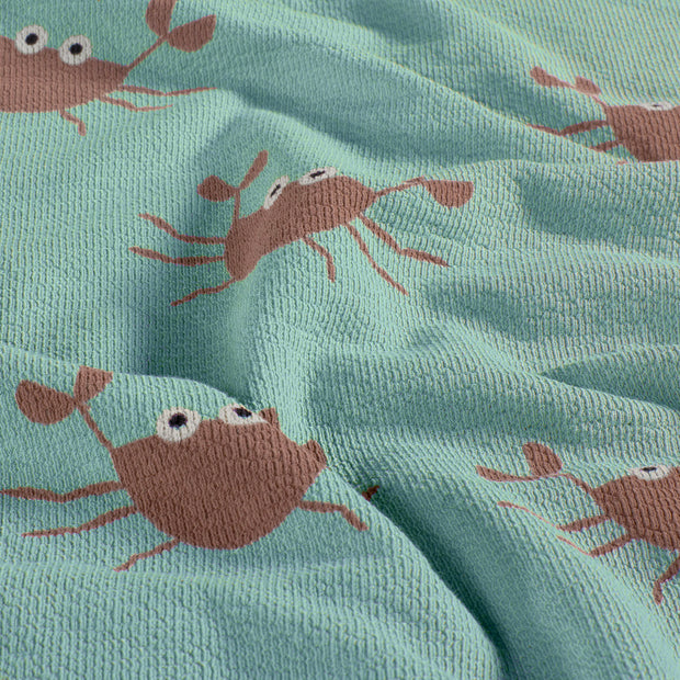 Terry Crepe fabric Crabs Light Blue