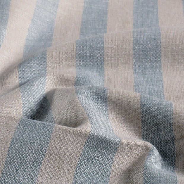 Linen fabric Stripes Petrol