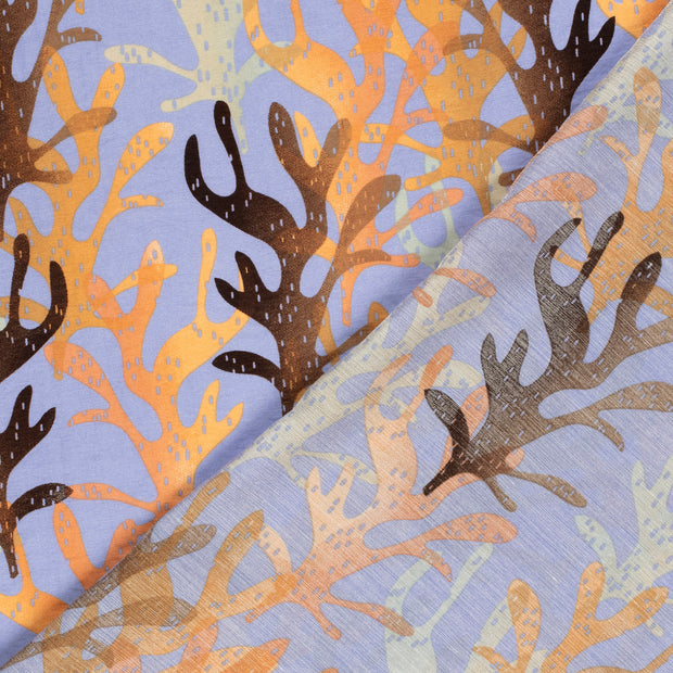 Viscose Nylon Twill fabric Leaves printed 