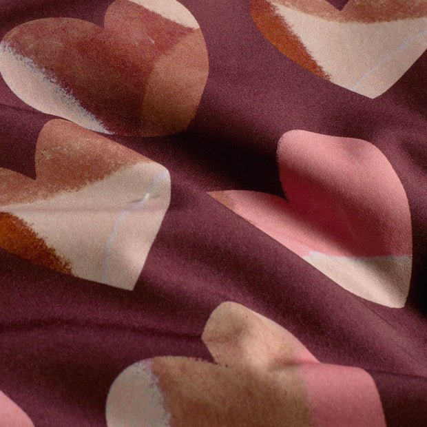 Softshell fabric Hearts Bordeaux