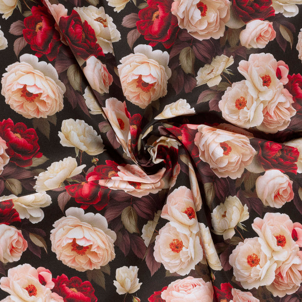 Panama fabric Black digital printed 