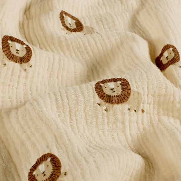 Muslin fabric Lions Beige