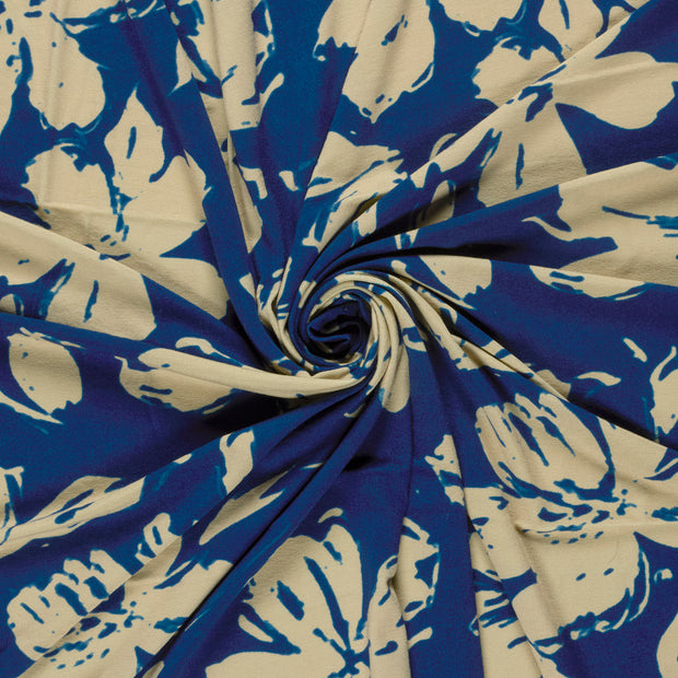 Viscose Vortex Jersey fabric Steel Blue digital printed 
