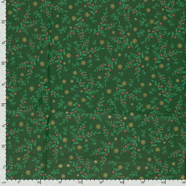 Cotton Poplin fabric Christmas Green