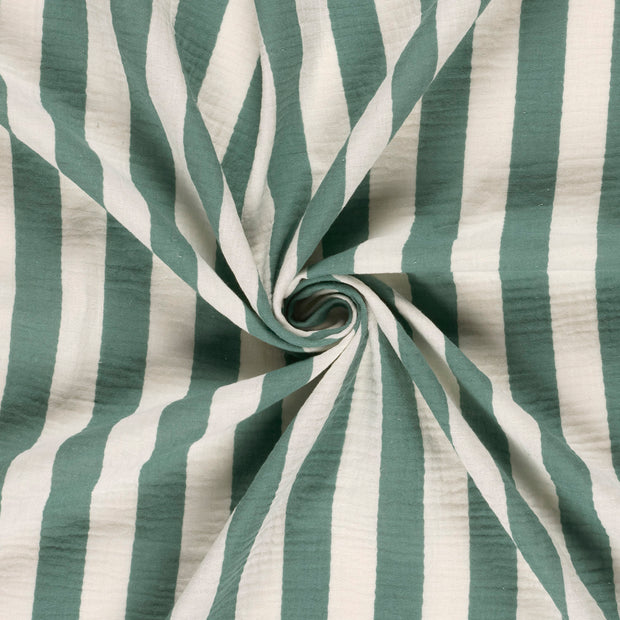 Muslin fabric Green printed 