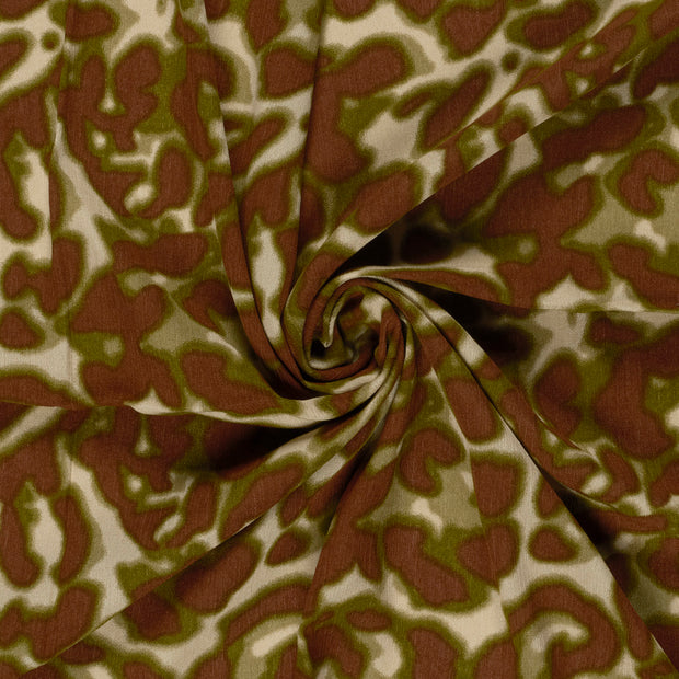 Satin fabrik Khaki-Grün bedruckt 