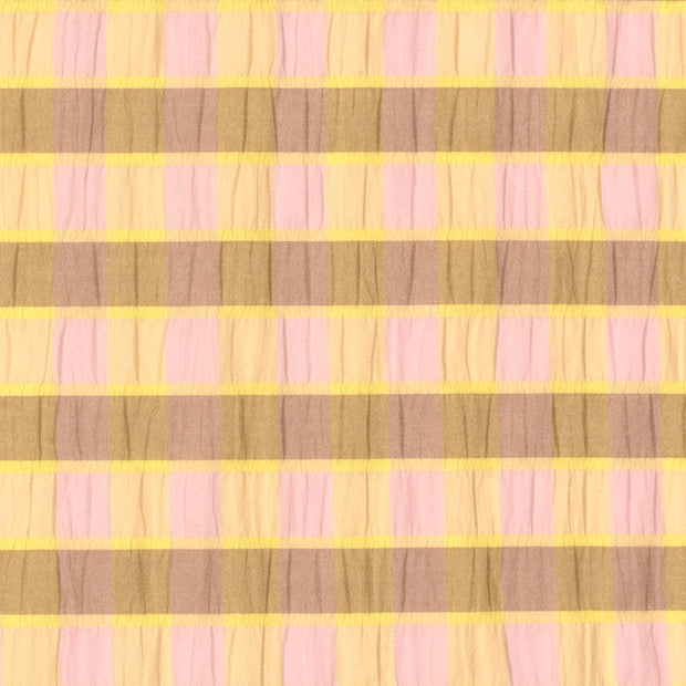 Seersucker fabric Checks Light Pink