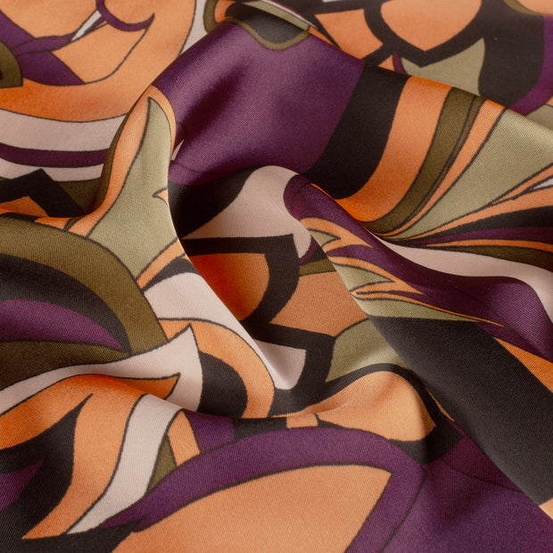 Satin Duchesse fabric Abstract Coral