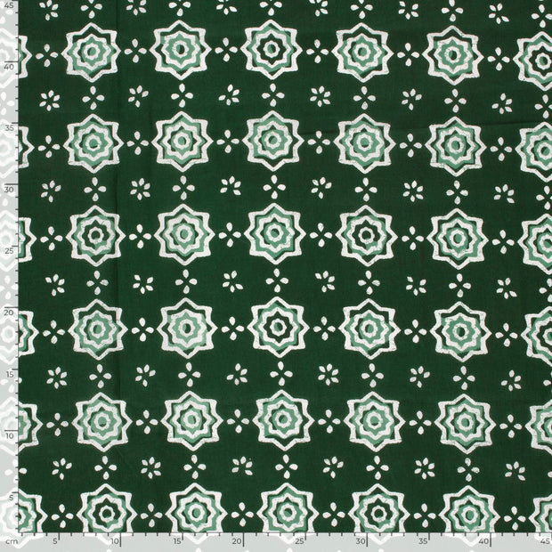 Voile fabric Abstract Dark Green