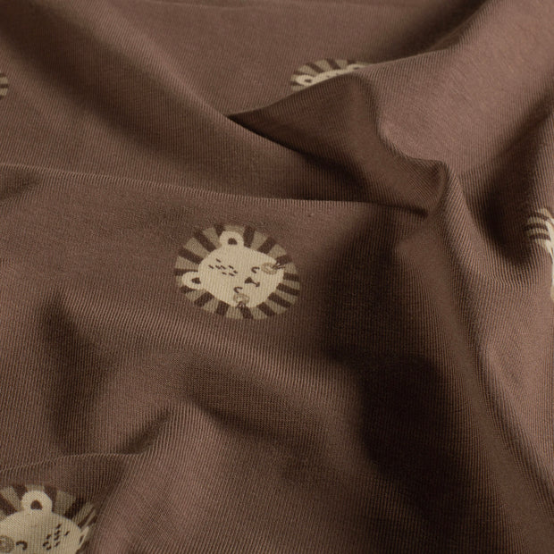 Jersey fabric Lions Brique