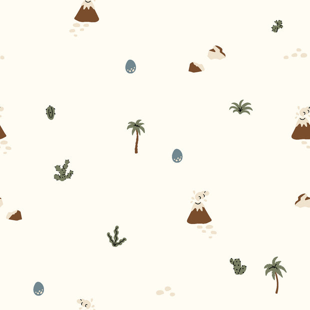 Jersey fabric Dinosaurs Off White