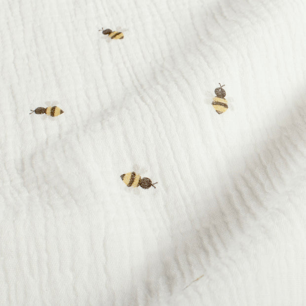 Muslin fabric Bees Off White