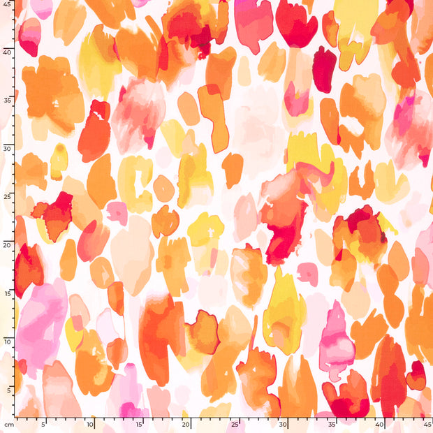 Viscose Poplin fabric Abstract Orange