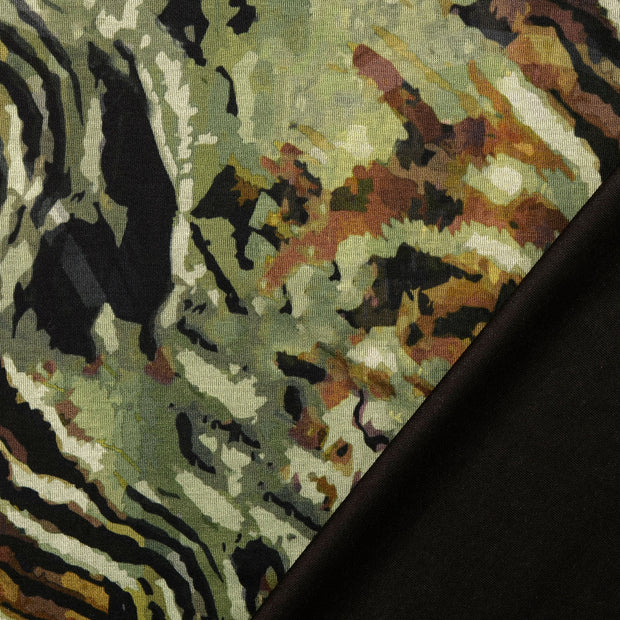 Jersey fabric Olive Green digital printed 