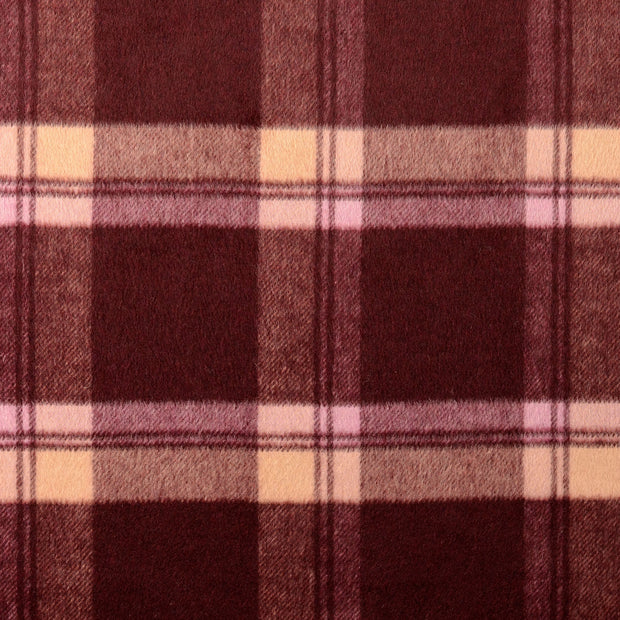 Wool Boucle fabric Checks Bordeaux