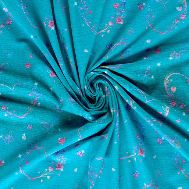 French Terry fabric Dark Mint brushed and digital printed 