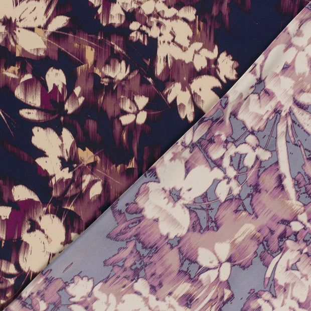 Satin Duchesse fabric Flowers printed 