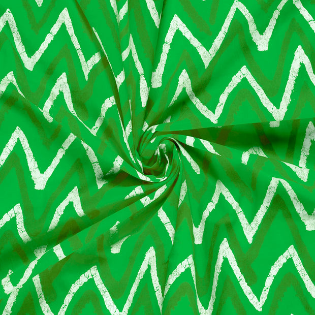 Voile fabric Lime Green printed 