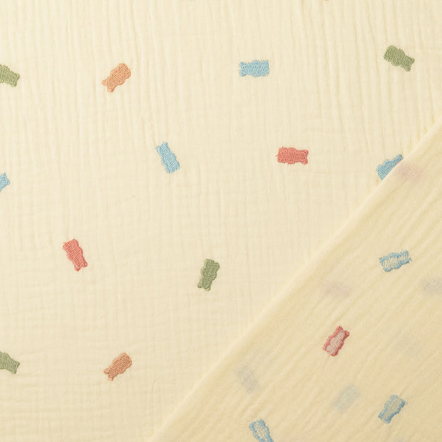 Muslin fabric Off White embroidered 
