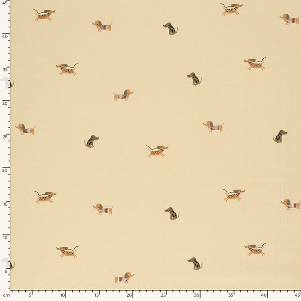 Jersey fabric Dogs Beige