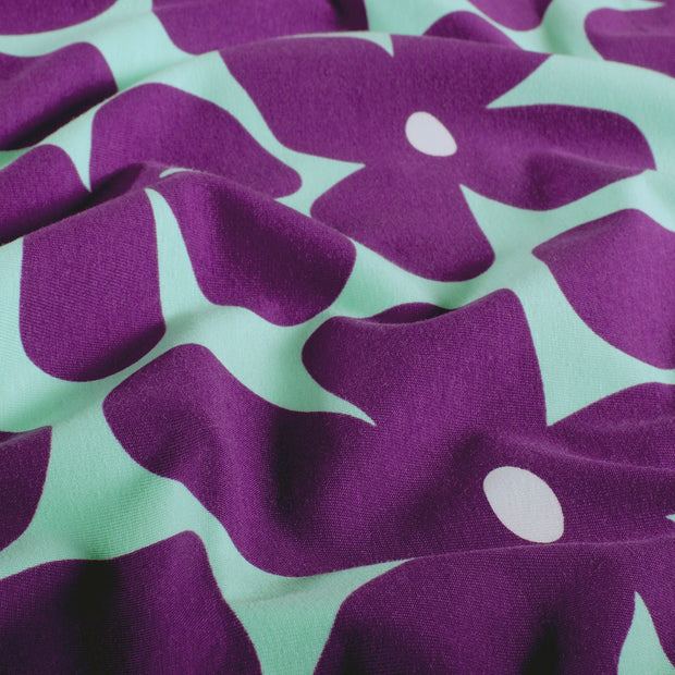 Jersey fabric Flowers Mint
